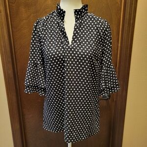 Michael Kors Black with White Polka Dots Top
